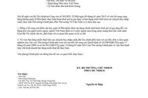 Công văn 1425/VPCP-KTTH 2015 hoàn thuế giá trị gia tăng bán hàng miễn thuế trên chuyến bay nhập cảnh