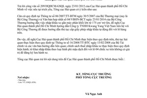 Công văn 1682/TCHQ-GSQL 2015 nhập khẩu xe mô tô 04 bánh