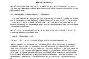 Công văn 1662/BQP-DT 2015 góp ý kiến dự thảo Nghị định hướng dẫn Luật Nhà ở