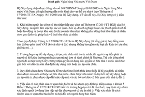 Công văn 395/BXD-QLN 2015 hướng dẫn triển khai cho vay hỗ trợ nhà ở theo Thông tư 17/2014/TT-BXD