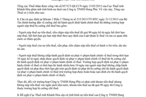 Công văn 758/TCT-QLN 2015 cưỡng chế thuế