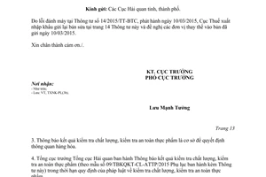 Công văn 353/TXNK-PL 2015 thực hiện Thông tư 14/2015/TT-BTC