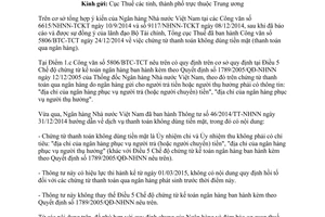 Công văn 874/TCT-KK 2015 chứng từ thanh toán không dùng tiền mặt