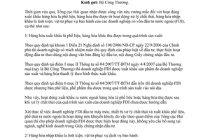 Công văn 2139/TCHQ-GSQL 2015 hoạt động xuất khẩu nhập khẩu của doanh nghiệp FDI