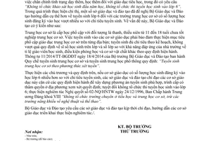 Công văn 1258/BGDĐT-GDTrH 2015 Không thi tuyển sinh vào lớp 6