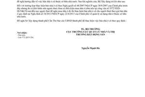 Công văn 10/BXD-QLN 2015 bán nhà ở cũ thuộc sở hữu nhà nước