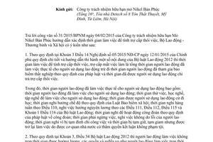 Công văn 924/LĐTBXH-LĐTL 2015 thời gian làm việc để tính trợ cấp thôi việc