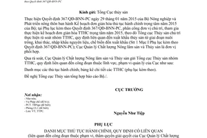 Công văn 726/QLCL-TTPC 2015 rà soát thống kê thủ tục hành chính theo Quyết đinh 367/QĐ-BNN-PC