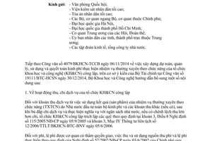 Công văn 809/BKHCN-TCCB 2015 thực hiện Thông tư 121/2014/TTLT/BTC-BKHCN