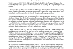 Công văn 2847/BCT-XNK 2015 tạm nhập tái xuất cát xây dựng