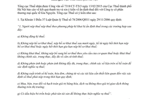 Công văn 1013/TCT-TTr 2015 ấn định thuế