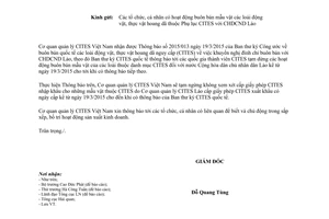 Công văn 47/CTVN-THGP 2015 tạm dừng buôn bán các loài thuộc CITES