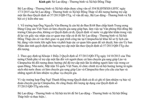 Công văn 1054/LĐTBXH-LĐTL 2015 trợ cấp đối với chuyên gia giúp Lào Campuchia