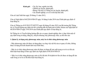 Công văn 96/STTTT-BCXB sử dụng đăng ký chuyển nhượng máy photocopy màu máy in Nam Định