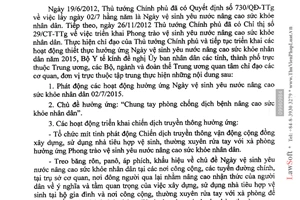 Công văn 1915/BYT-MT hưởng ứng Ngày Vệ sinh yêu nước nâng cao sức khỏe nhân dân 2015