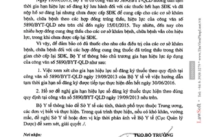 Công văn 2028/BYT-QLD 2015 gia hạn hiệu lực số đăng ký lưu hành thuốc hết hạn SĐK