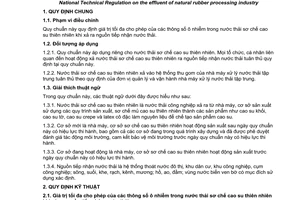 Quy chuẩn kỹ thuật quốc gia QCVN 01-MT:2015/BTNMT về nước thải sơ chế cao su thiên nhiên