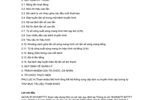 Quy chuẩn kỹ thuật quốc gia QCVN 87:2015/BTTTT về Tín hiệu truyền hình cáp tương tự tại điểm kết nối thuê bao