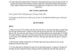 Quyết định 429/QĐ-TTg 2015 kinh phí nguồn tăng bội chi ngân sách nhà nước giảm chi ngân sách địa phương