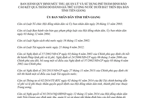 Quyết định 15/2015/QĐ-UBND mức thu phí thẩm định báo cáo thăm dò nước dưới đất Tiền Giang