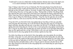 Thông báo 111/TB-VPCP 2015 kết luận của Phó Thủ tướng về phát triển khu kinh tế khu công nghiệp