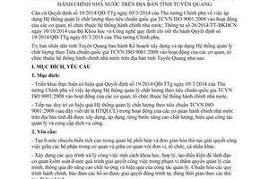 Kế hoạch 28/KH-UBND 2015 áp dụng Hệ thống quản lý chất lượng vào cơ quan nàh nước Tuyên Quang