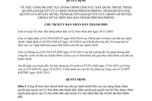 Quyết định 701/QĐ-UBND 2015 thủ tục hành chính lĩnh vực xây dựng Hải Phòng