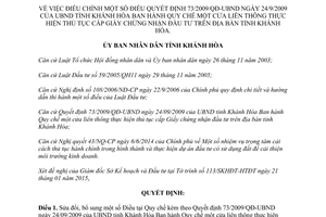 Quyết định 05/2015/QĐ-UBND Quy chế một cửa liên thông thủ tục cấp giấy chứng nhận đầu tư Khánh Hòa