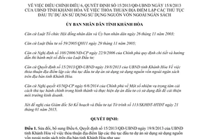 Quyết định 06/2015/QĐ-UBND thủ tục đầu tư dự án sử dụng nguồn vốn ngoài ngân sách Khánh Hòa
