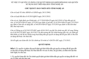 Quyết định 1281/QĐ-UBND 2015 giá khởi điểm đấu giá quyền sử dụng đất Nghệ An