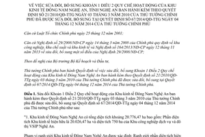 Quyết định 10/2015/QĐ-TTg sửa đổi khoản 1 Điều 2 Quy chế hoạt động Khu kinh tế Đông Nam Nghệ An