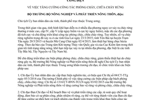 Công điện 2729/CĐ-BNN-TCLN 2015 tăng cường công tác phòng cháy chữa cháy rừng