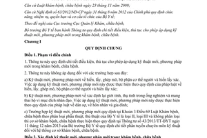 Thông tư 07/2015/TT-BYT điều kiện áp dụng kỹ thuật phương pháp mới trong khám chữa bệnh