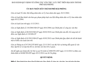 Quyết định 693/2015/QĐ-UBND công tác văn thư lưu trữ Hải Phòng