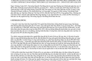 Thông báo 114/TB-VPCP 2015 Đề án điều chỉnh Quy hoạch phát triển điện lực 2011 2020 2030