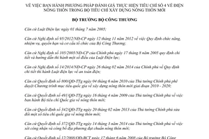 Quyết định 3192/QĐ-BCT 2015 Tiêu chí số 4 về điện nông thôn