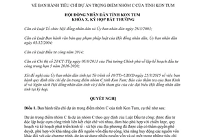 Nghị quyết 08/2015/NQ-HĐND tiêu chí dự án trọng điểm nhóm C Kon Tum