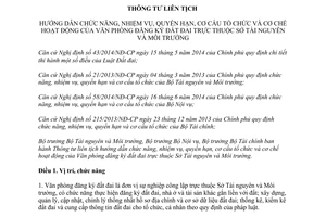 Thông tư liên tịch 15/2015/TTLT-BTNMT-BNV-BTC hướng dẫn cơ cấu tổ chức Văn phòng đăng ký đất đai