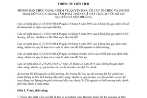 Thông tư liên tịch 16/2015/TTLT-BTNMT-BNV-BTC chức năng tổ chức Trung tâm phát triển quỹ đất