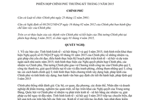 Nghị quyết 25/NQ-CP phiên họp thường kỳ tháng 3 năm 2015