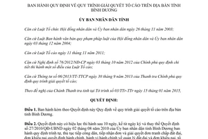 Quyết định 12/2015/QĐ-UBND Quy trình giải quyết tố cáo Bình Dương