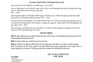Quyết định 1185/QĐ-UBND 2015 tổ chức hoạt động Cổng thông tin hỗ trợ doanh nghiệp Quảng Nam
