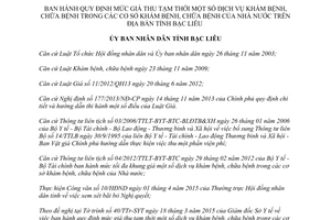 Quyết định 08/2015/QĐ-UBND giá thu tạm thời dịch vụ khám chữa bệnh cơ sở Nhà nước Bạc Liêu