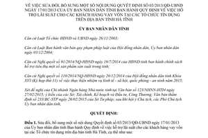 Quyết định 14/2015/QĐ-UBND hỗ trợ lãi suất vay vốn tại các Tổ chức tín dụng tỉnh Hà Tĩnh