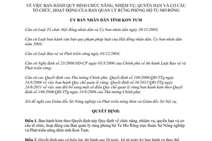 Quyết định 17/2015/QĐ-UBND cơ cấu tổ chức Ban quản lý rừng phòng hộ Tu Mơ Rông Kon Tum