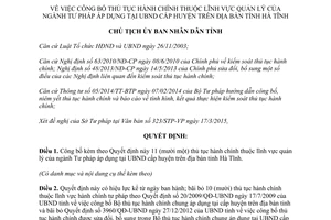 Quyết định 1136/QĐ-UBND 2015 thủ tục hành chính ngành tư pháp Hà Tĩnh