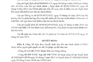 Quyết định 811/QĐ-UBND 2015 công bố thủ tục hành chính Sở Tư pháp Đắk Lắk