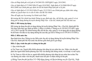 Thông tư 45/2015/TT-BTC phí sử dụng đường bộ tuyến đường Pháp Vân Cầu Giẽ thành phố Hà Nội