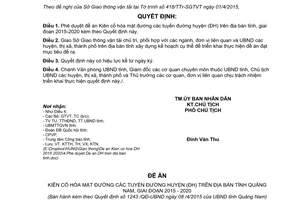 Quyết định 1243/QĐ-UBND 2015 Kiên cố mặt đường tuyến đường huyện Quảng Nam 2015 2020