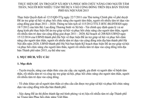 Kế hoạch 87/KH-UBND trợ giúp xã hội phục hồi chức năng người tâm thần người rối nhiễu tâm trí 2015